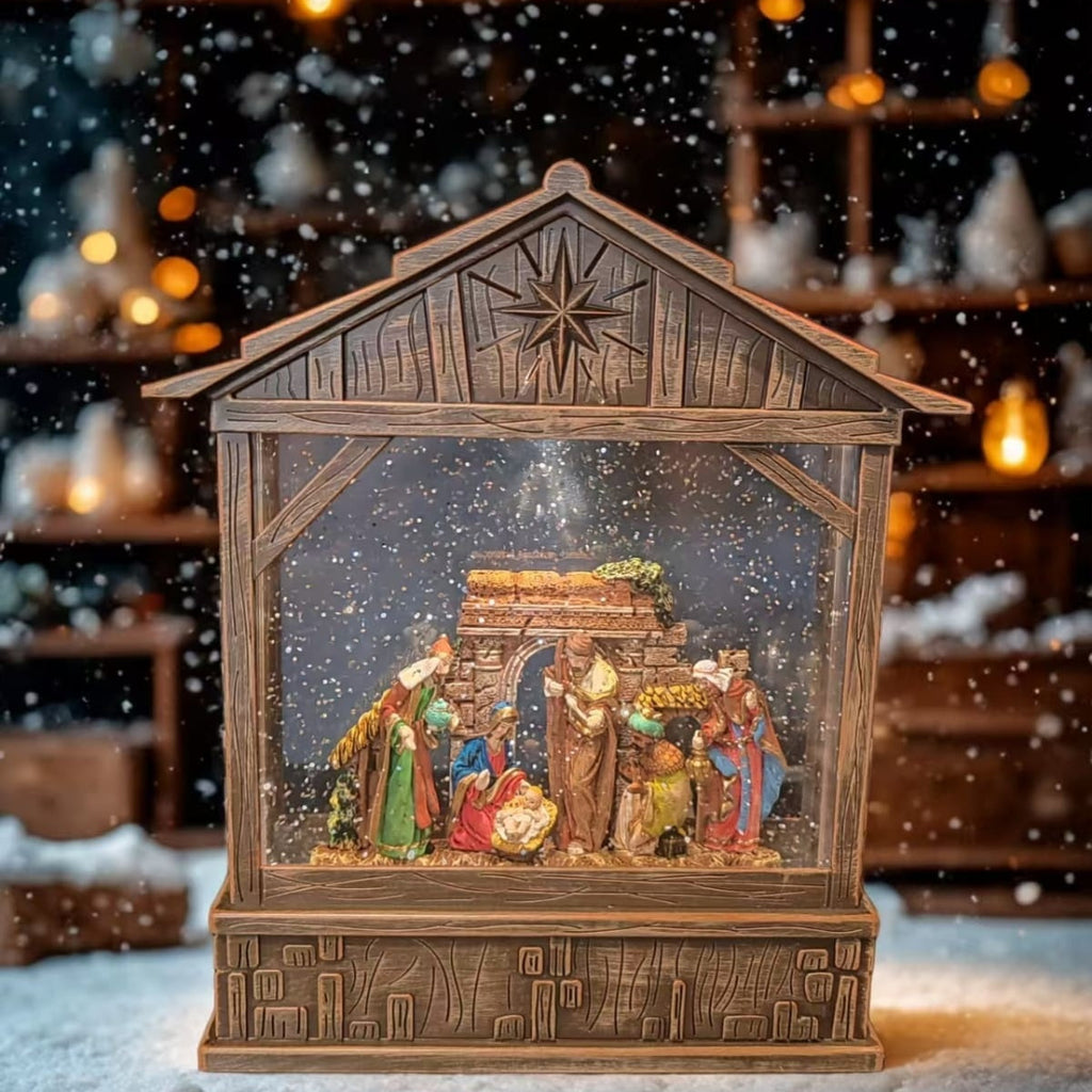 Christmas lamp, musical snow lamp, snow globe lamp, water lantern Christmas, holiday decoration, LED Christmas light, festive home decor, Christmas gift idea, snow effect lamp, Christmas music lamp.