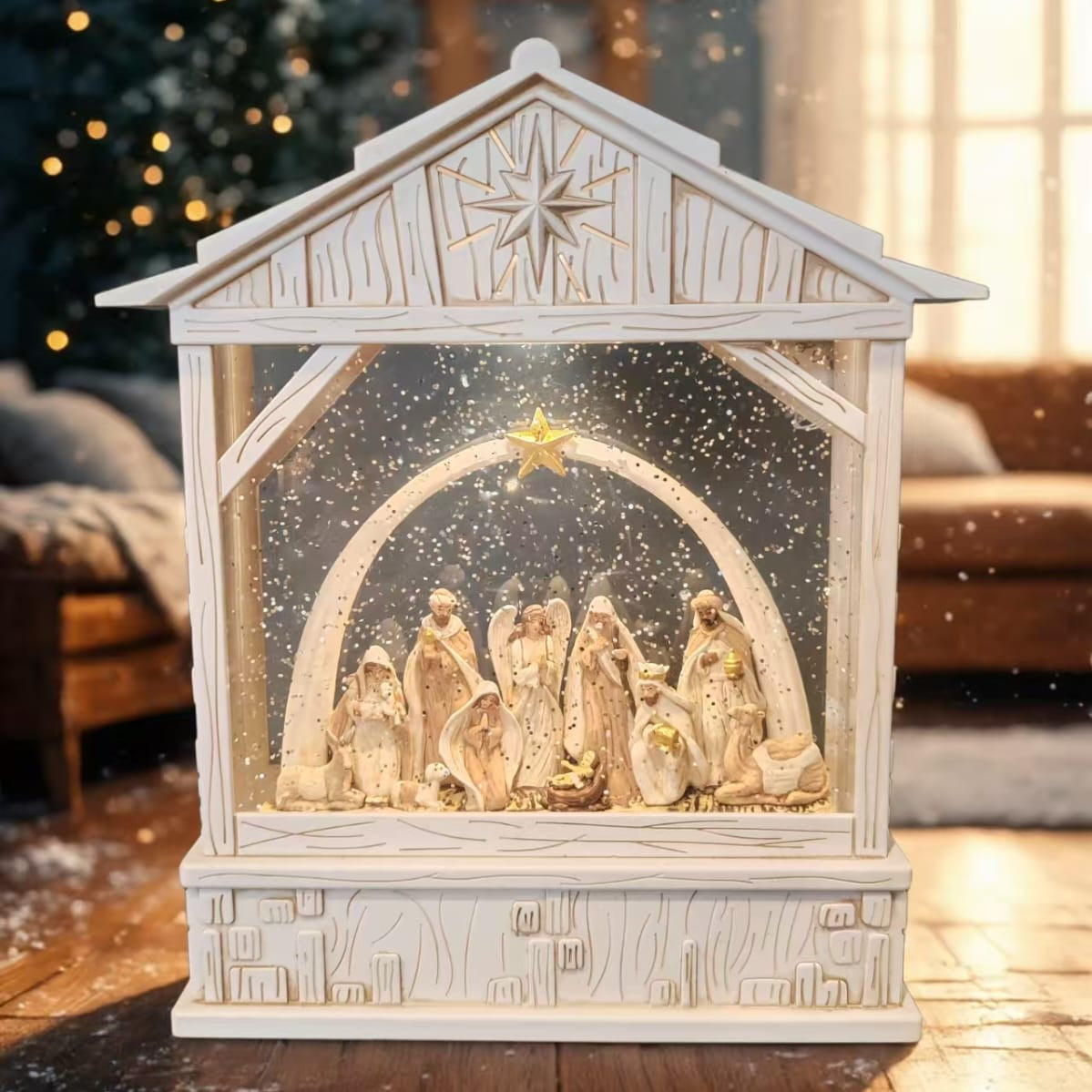 Christmas lamp, musical snow lamp, snow globe lamp, water lantern Christmas, holiday decoration, LED Christmas light, festive home decor, Christmas gift idea, snow effect lamp, Christmas music lamp.