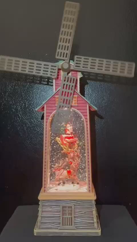 Musical Christmas Water Lamp with Snow Effect – Santa's mill