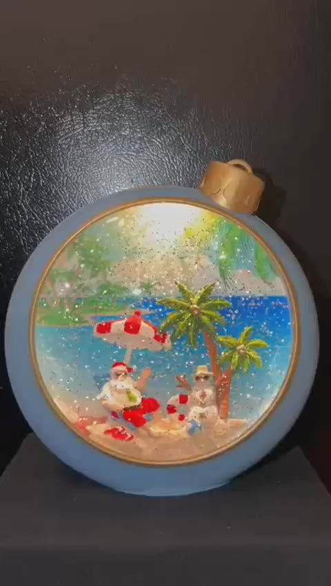 Musical Christmas Water Lamp with Snow Effect – Santa on the beach